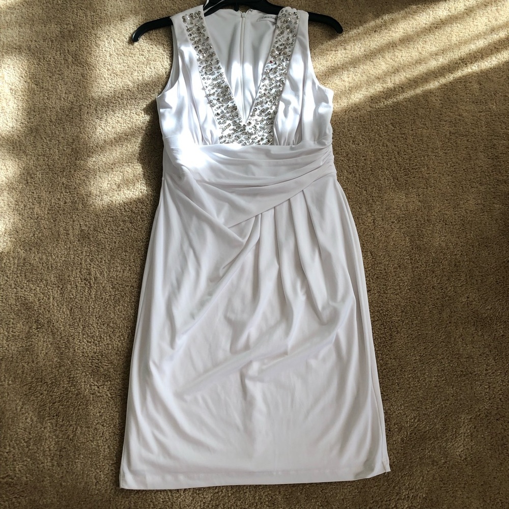 💝 White Calvin Klein Dress w/ Bead detail